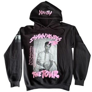 Shawn Mendes Black Concert Hoodie Pink Graphic Print Small